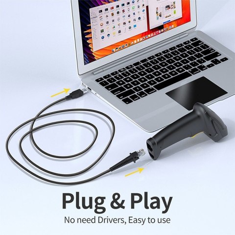 Qoltec Skaner czytnik kodów kreskowych i QR | 1D 2D | USB | Szybki