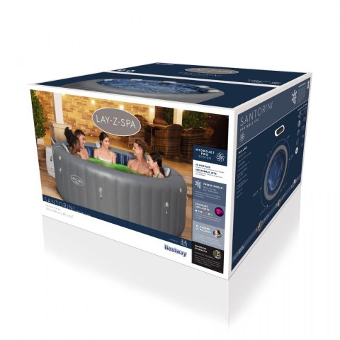 Santorini Lay-Z-Spa HydroJet Pro Ogrodowe Jacuzzi BESTWAY 7-osobowe + Pompa + LED + 5 Poduszek