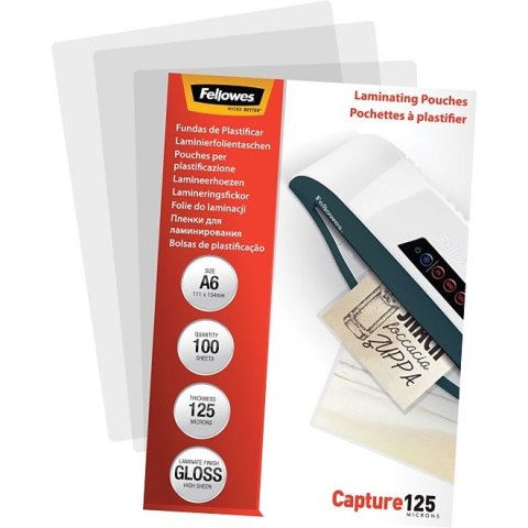 FOLIA LAMINACYJNA FELLOWES A6/125µM BŁYSZCZACA (100)