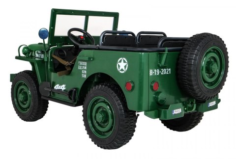 Autko Wojskowe Retro dla 3 dzieci Zielony Jeep Willys