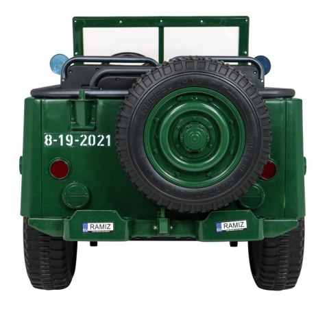 Autko Wojskowe Retro dla 3 dzieci Zielony Jeep Willys