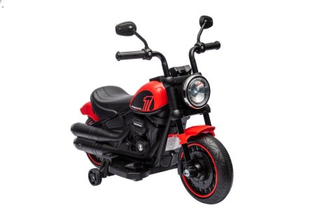 Motorek Chopper FASTER na akumulator dla dzieci Czerwony + Radio FM + Panel audio + LED