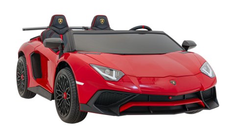 Auto Lamborghini Aventador SV na akumulator dla 2 dzieci Czerwony + Pilot 2,4 GHz + Pianka EVA + Audio LED