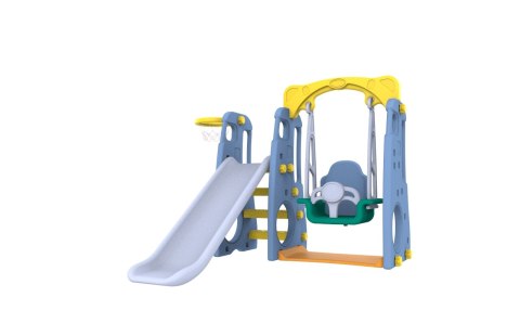 Zjeżdżalnia ogrodowa 3w1 Huśtawka Koszykówka dla dzieci Błękitny