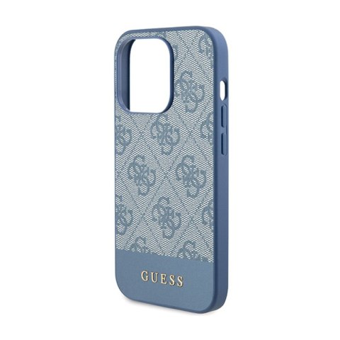 Guess 4G Bottom Stripe Metal Logo Collection - Etui iPhone 15 Pro (niebieski)