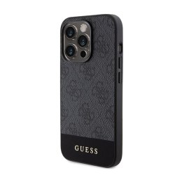 Guess 4G Bottom Stripe Metal Logo Collection - Etui iPhone 15 Pro (szary)