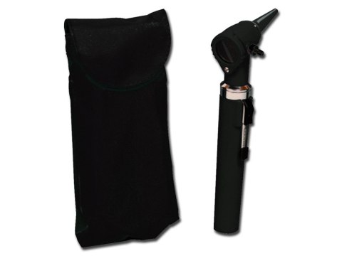 GIMA GIMALUX CZARNY Otoskop, światłowodowy, halogenowy, z lupą i wziernikami