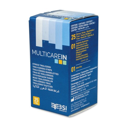 BSI MULTICAREIN TRÓJGLICERYDY Paski do pomiaru trójglicerydów multicarein, 25 Sztuk
