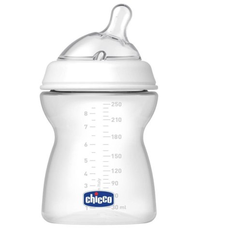 CHICCO NATURALFEELING 2M+ 250 ml Butelka, smoczek antykolkowy, miękki silikon