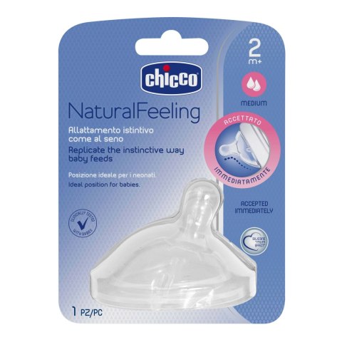 CHICCO NATURALFEELING 2M+ ŚREDNI Smoczek antykolkowy, miękki silikon