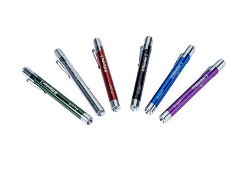 RIESTER RI PEN SREBRNY Latarka diagnostyczna LED, aluminiowa z klipsem, 2x AAA