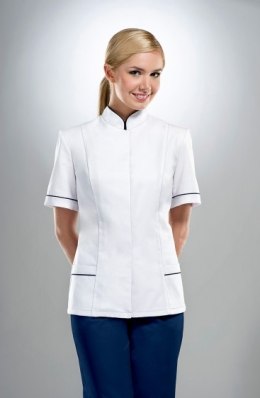 STELO ROZM. 42 Bluza rozpinana ze stójką i lamówką granatową damska, HA71026G/WHTH/42