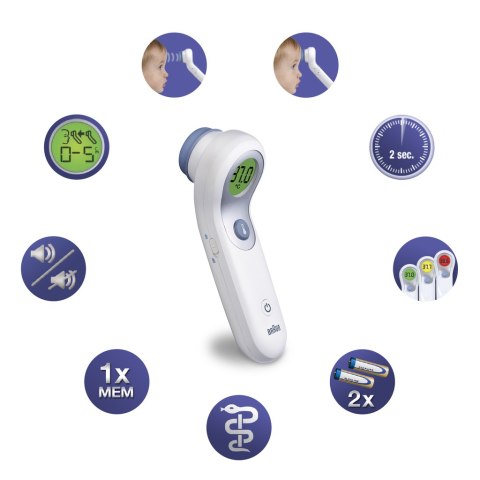 BRAUN NO TOUCH + FOREHEAD NTF 3000 Termometr bezdotykowy z dwoma sposobami pomiaru