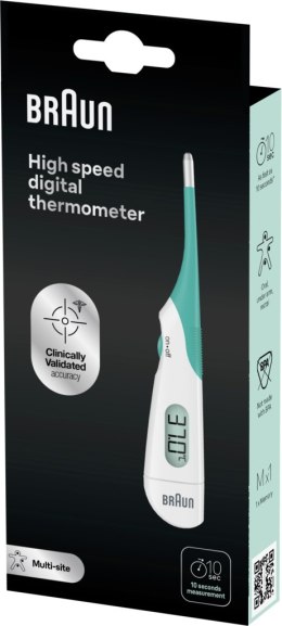 BRAUN PRT1000 Termometr piórkowy elektroniczny z elastyczną końcówką, pomiar w 10 s