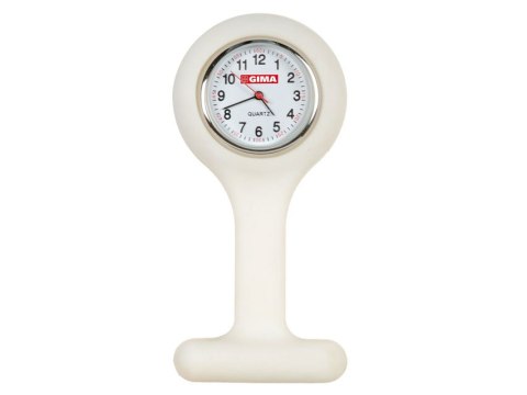 GIMA BIAŁY Zegarek pielęgniarski, silikonowy, z agrafką i skalą pulsacyjną
