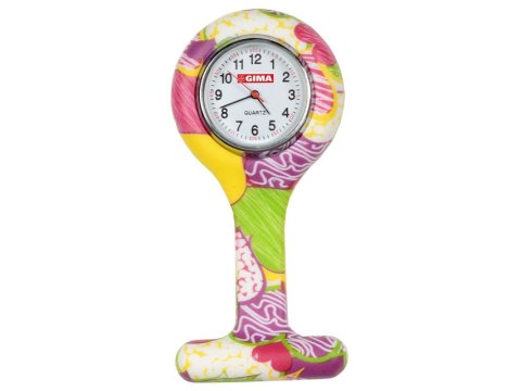 GIMA COLOURS FANTASY Zegarek pielęgniarski silikonowy z agrafką, średnica 35 mm