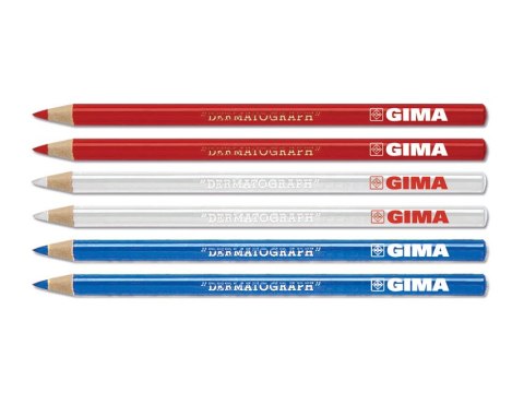 GIMA Ołówek dermograficzny niebieski, z ostrzarką, 6 szt.