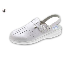 MEDIBUT ROZM. 47 Obuwie męskie skórzane z paskiem na piętę i perforacją, wzór 06AM