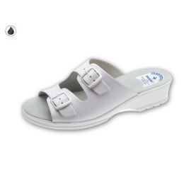 MEDIBUT ROZM. 38 Sandały damskie, skórzane z koturnem, wzór 05