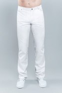 STELO ROZM. 46 Spodnie medyczne męskie białe, krój jeansowy, HA76002/WHTH/46