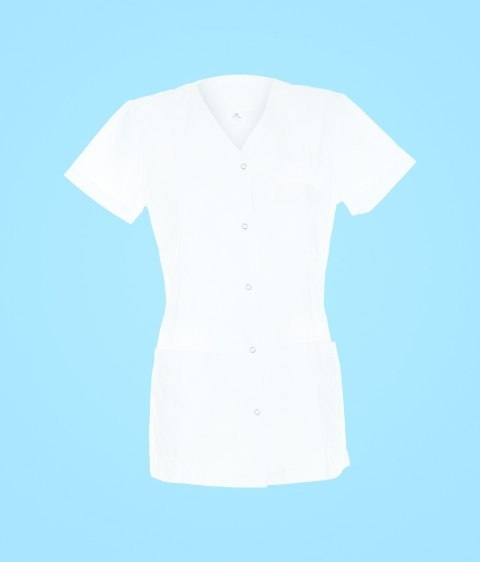 STELO ROZM. XL Tunika medyczna damska rozpinana z kieszeniami, TO88030/WHTT/XL