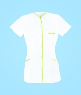 STELO ROZM. XL Tunika medyczna rozpinana z lamówką seledynową damska, TO88022/WHTT/XL