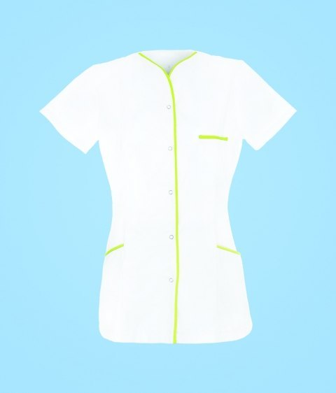 STELO ROZM. M Tunika medyczna rozpinana z lamówką seledynową damska, TO88022/WHTT/M