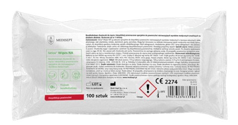 MEDISEPT VELOX WIPES Chusteczki do dezynfekcji bez alkoholu, wkład 100 szt.