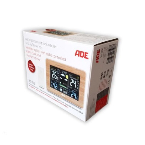 ADE WS1703 Stacja pogodowa z czujnikiem zewnętrznym, drewniana