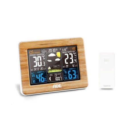 ADE WS1703 Stacja pogodowa z czujnikiem zewnętrznym, drewniana