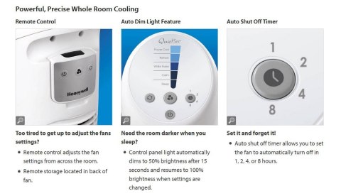 HONEYWELL HYF260E Wentylator kolumnowy z oscylacją, 5 trybów, tryb nocny