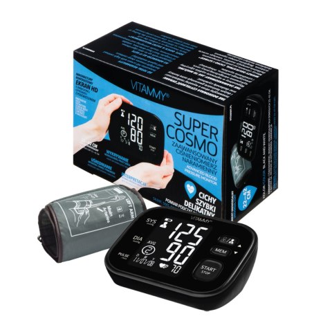 VITAMMY SUPER COSMO BLACK/WHITE Ciśnieniomierz naramienny z IHB i podświetleniem