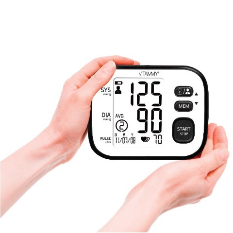 VITAMMY SUPER COSMO WHITE/BLACK Ciśnieniomierz naramienny 22-42 cm, IHB, podświetlenie