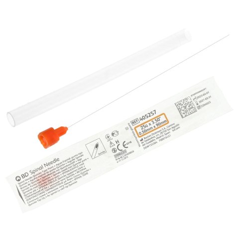 BD YALE 0,50 × 90 mm 25G Igła lędźwiowa, cienkościenna, z osłonką, jednorazowa