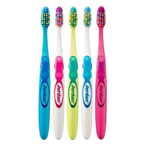 JORDAN HELLO SMILE RÓŻOWY Szczoteczka do zębów 9+, czyścik do języka