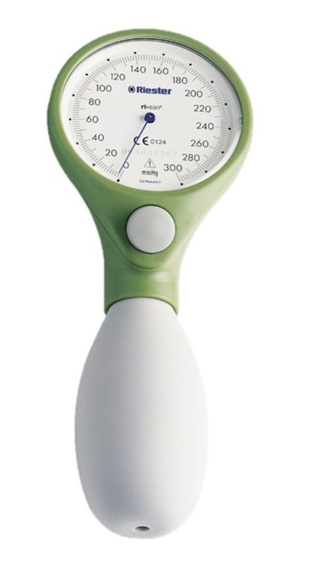 RIESTER RI SAN Ciśnieniomierz zegarowy, zielony, mankiet na rzepy 24-32 cm