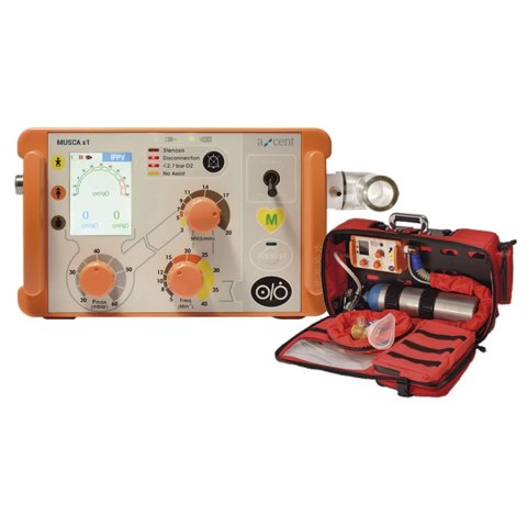 AXCENT MEDICAL MUSCA X1 Respirator transportowy, przenośny TFT, 3 tryby