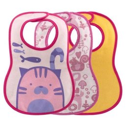 CHICCO 0M+ Śliniaczek wodoodporny, różowy, bawełna z warstwą ochronną, 3 szt.