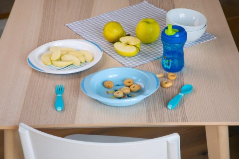 CHICCO 12M+ Zestaw 2 talerzy, niebieski, z antypoślizgową podstawą