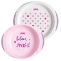 CHICCO 12M+ Zestaw 2 talerzy, różowy, z antypoślizgiem i miejscem na łyżkę