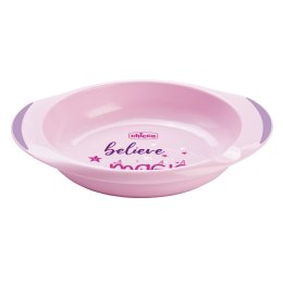 CHICCO 12M+ Zestaw 2 talerzy, różowy, z antypoślizgiem i miejscem na łyżkę