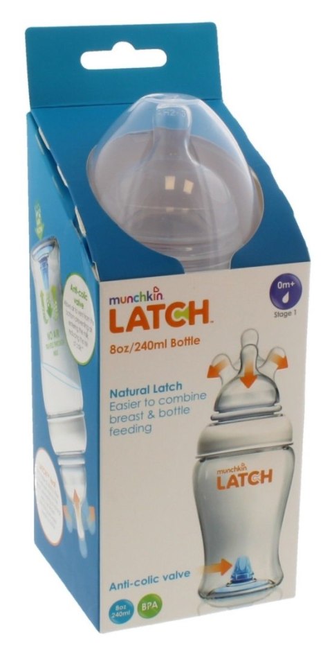 MUNCHKIN LATCH 0M+ 240 ml Butelka dla dziecka, antykolkowa imitująca pierś
