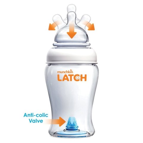 MUNCHKIN LATCH 0M+ 240 ml Butelka dla dziecka, antykolkowa imitująca pierś