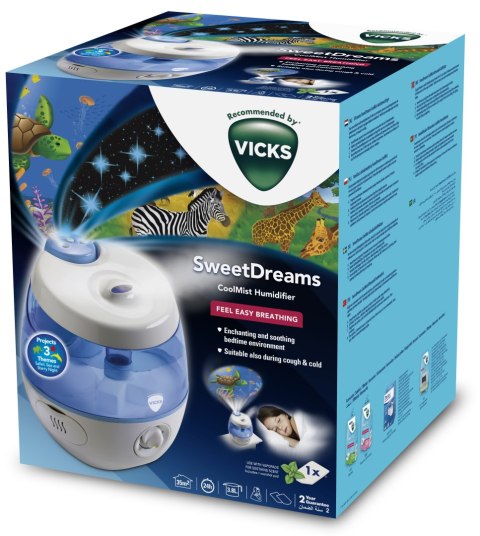 VICKS SWEETDREAMS COOL MIST VUL575 Ultradźwiękowy nawilżacz powietrza z projektorem