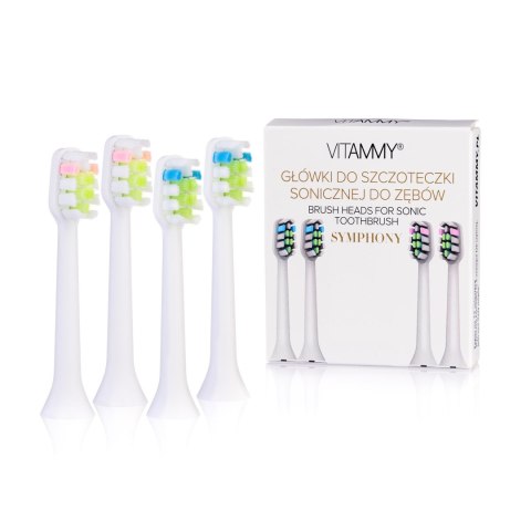 VITAMMY SYMPHONY/VIVO KOŃCÓWKI 4 SZT. WHITE Do szczoteczki sonicznej, miękkie i trwałe