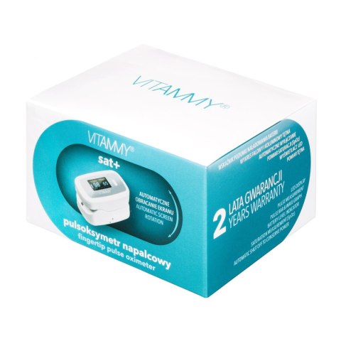 VITAMMY SAT+ Pulsoksymetr napalcowy OLED, ekran obrotowy, wzmocniona obudowa