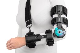 QMED ELBOW PRO PLUS LEWA Orteza łokcia z uchwytem na dłoń i regulacją kąta, czarna