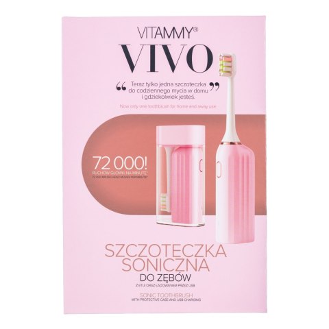 VITAMMY VIVO PINK Szczoteczka soniczna z etui, kompaktowa, USB-C