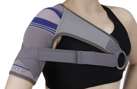 QMED ACROMED PRAWA ROZM. 3 Orteza barkowa z taśmami i tutorem, szaro-niebieska