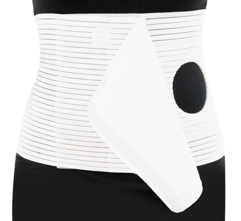 QMED BIAŁY ROZM. XXXL Pas brzuszny stomijny z otworem, wys. 25 cm